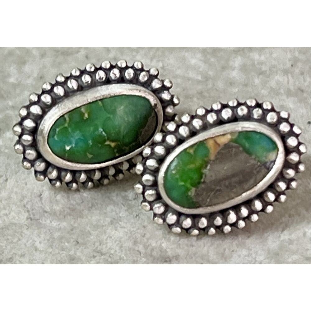 Emerald Valley Sterling Silver Green Turquoise Southwestern Stud Earrings NEW - Picture 4 of 12